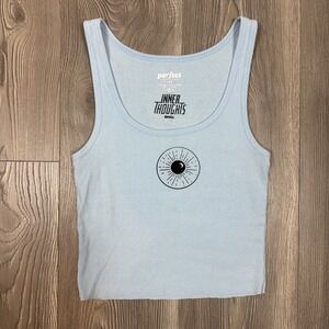 Old Navy Upcycled Light Blue Cropped Ribbed Tank Top -‎ SIZE SMALL Summer Pastel